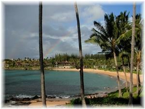 Napili Bay Beach, Napili Shores Resort, Lahaina — Napili Bay with Rainbow