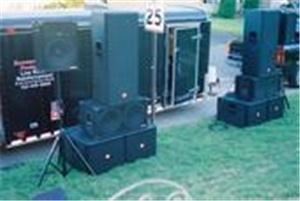 Basement Audio Productions, South Amboy — some of are equipment designs. 9,400 watts showing here, 7,000 watts on Subs and 2,400 watts on mains.