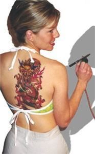 Island Tribal Designs Inc., Las Vegas — Airbush tattoo 3 stencil overlay dragon for modeling.