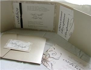 Differently Designed, Albuquerque — This is a beautiful 5x7 pocketfold. Holds all of your information in a neat organized way. Inviations like this range from $6 to $9 each, this includes the invite, pocketfold, all inserts, and return address on the envelope.