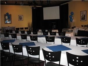 Palmetto Room, Jillian's Eat Drink & Play, Columbia — Perfect for cocktail parties, sit down dinners, and business meetings. The room is equipped with free wi-fi,LCD projector, screen and a wireless microphone. The Palmetto Room can be set up classroom style or with small or large round tables and can hold 50 people for a sit down event or 75 reception style. 
9am-5pm flat fee of $50
5pm-close $100 per hour