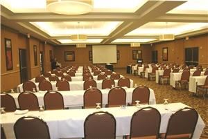 Crowne Ballroom, Crowne Plaza Little Rock, Little Rock — Crowne Ballroom:
39' wide x 69'long;  16' ceiling 2691 square feet.
300 Theater
200 Classroom
243 Banquet Rounds
54 Conference Style
67 U-Shape
Divides evenly into 3 sections-Salons A, B & C
Electronic Screens in All Sections