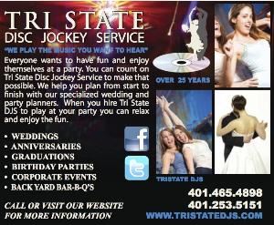 Tri-State Disc Jockey Service, Bristol — Weddings, Parties, Birthdays, School and corporate events are all part of what we do at Tri State DJS.  For over 25 years I have been providing the best DJ service for the best price.  Call or email me today to get a quote and more information.  401-465-4898  Chris@tristatedjs.com
Servicing all of RI and Massachusetts.