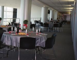 Mezzanine, The Tower At Rice-Eccles Stadium, Salt Lake City — View of the Mezzanine with window wall at left