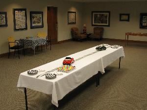 Meeting Room, Lane Motor Museum, Nashville — Up to 60 guests will enjoy the relaxed ambiance of our meeting room with automotive art and models on display.