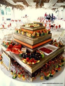 Catered Creations, Inc., Grand Rapids — Rustic Fall Michigan Wedding. Appetizer Station at Post Family Farm in Hudsonville MI.