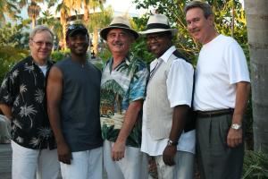 Then2Now Entertainment, Deltona — Photo L - R  Buddy Kays (Sax, Percussion, Background vocals), Reggie Calhoun (Guitar, Bass, Background vocals), Dino Balfour (Keyboards, Lead & Background vocals), Larry E. Hicks Sr. (Founder/Frontman, Lead & Background vocals, Percussion, Alto Sax), Brian David (Drums, Lead & Background vocals).