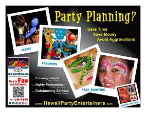 ColorWhims - Hawaii Party Entertainers, Honolulu — Hire face painter, balloon twister, glitter tattoo artists, entertainers for Hawaii, Oahu, Honolulu birthday parties and special events.