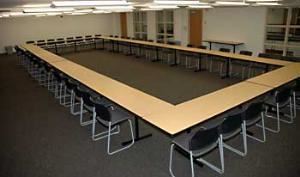 Meeting Room M 102A, Union College, Schenectady — The largest meeting room holds up to 100 people.  This room is ideal for board meetings with ample room for buffet tables.