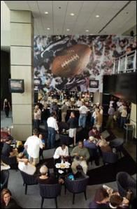 South Lawn Village, Bank of America Stadium, Charlotte — After kicking off the festivities in a private hospitality tent, you and your group will watch the NFL action from the premium open-air suite level terraces, providing you direct access to climate controlled club lounges and upgraded concessions and dining rooms during the game. This exclusive Hosted Solutions South Lawn Village package also includes a distinctive menu upgrade, private open bar service in your tent, and five (5) VIP parking passes.