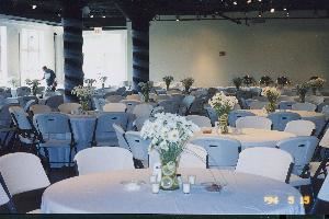 Entertainment Room #2, Mellwood Arts & Entertainment Center, Louisville — Our Entertainment Room #2 has dramatic black columns and ceiling and can seat 170 people at round tables of 10 or 350 people theatre style.