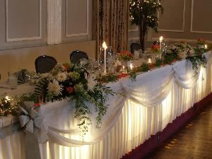 Family Style Menu, Meeting House Grand Ballroom, Plymouth — Your head table is on a riser and can accommodate up to 16 for the bridal party.