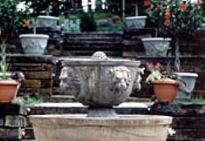 Garden, Willow Creek Inn, Vale — Fountain in the garden area.