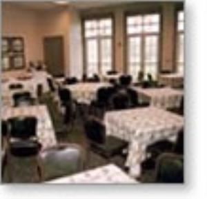Garland Boardroom, Daniel Stowe Botanical Garden, Belmont — This more formal setting, complete with private patio, features garden views in two directions and seats up to 18 at a conference-style table.