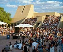Plaza Mayor, National Hispanic Cultural Center, Albuquerque — The largest outdoor space, the Plaza Mayor can accommodate groups of more than 2,000 people. Special tenting is not provided by the Center, but is recommended during the summer months. This space is ideal for large receptions that feature music and dance presentations
