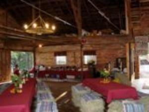 J. C. Stribling Barn, Sleepy Hollow, Clemson — Stribling Barn set up for Wedding Rehearsal Dinner.  Couple wanted an informal setting and used hay bales for chairs.  Wedding Planner available along with catering.  Just ask