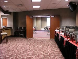 Club Level Meeting Room 1, Value City Arena - Jerome Schottenstein Center, Columbus — Lounge area of Meeting Room 1.  Set for buffet.