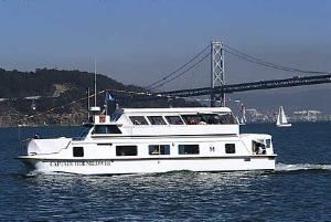 Captain Hornblower, Hornblower Cruises & Events, San Francisco — Twin sisters, Admiral and Captain Hornblower, are versatile and perfect for small groups of 20 to 40 guests. Though the smallest vessels of the San Francisco fleet their catamaran hulls were custom designed to insure smooth, comfortable cruising. They are the perfect mingling space. They comfortably seat up to 32 guests for dining in their upper salons while the lower decks feature the dance floors and bars and can accommodate additional guests for dinner.