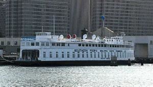 Ferryboat Santa Rosa, Hornblower Cruises & Events, San Francisco — Perfect for shore side charter events, while providing full nautical ambiance, the Ferryboat Santa Rosa features a large ballroom on her lower deck with a full bar. Located just steps from downtown San Francisco, she is convenient to commerce, transportation and conference centers. The Pier 3 location affords a spectacular view of the Bay Bridge, with its festive nighttime lighting, Coit Tower and Telegraph Hill and the San Francisco skyline. Guests can survey the Bay from outside walks at either end of the lower deck, or from the expansive open roof deck. Plenty of guest parking space is an added attraction.
