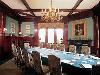 The Library, Castle on the Hudson, Tarrytown — The Library is available for more intimate gatherings and seats 24 guests or holds 30 guests for a cocktail or station buffet reception. Mahogany bookcases and a dramatic panel ceiling in Neo-Classical style contribute to the room's old-world beauty.