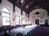 The Great Hall, Castle on the Hudson, Tarrytown — The Great Hall accommodates up to 140 guests for a seated dining, 120 guests for a seated dining with dancing or 170 for an elegant standing cocktail or station buffet reception. The largest meeting space in The Castle, the Great Hall seats 200 people in a theater-style or 100 people for a classroom-style presentation.