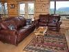 Luxury Blue Ridge Cabin Accommodations, Blue Ridge — Relax and enjoy the rich leather furnishings provided.