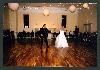 Grand Ballroom and Theater, Salem — The large dance floor of the Grand Ballroom.  With fireplace and permanent lighting decorations with mirror balll.