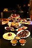 Helen Hardin Performance Gallery, Museum of Contemporary Native Arts, Santa Fe — Appetizers displayed on draped table. Helen Hardin Gallery at IAIA Museum. Reception set.