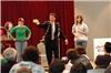 Amazement Productions, Olympia — Jeff Evans with audience volunteers and the "Party Popper Vest of Death."