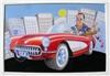 Caricature Party Artist, Suffern — Personality Portrait of Man in a scenario sign in board gift- by Philip from photos- placed on an easel for guests to sign at the Party.