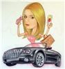 Caricature Party Artist, Suffern — From a photo of a girl and her car, Herman airbrushed this tee shirt