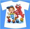 Caricature Party Artist, Suffern — Airbrushed tee shirt from photo of boy and favorite playmate