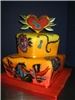 Cucamonga Cakery Company, Rancho Cucamonga — Custom painted Ed Hardy-style wedding cake