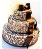 Goehrig's Bakery, Jersey City — Chocolate scroll work and a beautiful bow make for this cakes appeal. A great design in any color. Silver is wonderful for anniversary events.