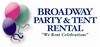 Broadway Party & Tent Rental, Minneapolis — When planning a Party, Open House, Meeting/Convention, Carnival, Reunion, Picnic or Wedding, call us! We rent BBQ Grills, Pig Roasters, Inflatables(MoonWalks), Tables, Chairs, Linen, Multi Media LCD Projectors, Sound Equipment, Glassware, China, Food Service Equipment, Candelabra & Wedding Arches, Tents & Canopies (large & small), Recreational & Carnival Games, Karaoke, Helium Tanks, Concession, Portable Bars, Coffee & Smoothie Makers, Champagne Fountains, Exhibit Boothing, Dance Floor, Staging, Bleachers, Risers, Raffle Barrels, Coat Racks, Rollaway Beds, Highchairs & MORE! Delivery & Setup available too! "We Rent Celebrations!"