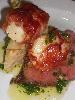 Red Pony Catering - Brentwood, Brentwood — prosciutto wrapped scallops, seared beef, & potato gratin