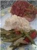 Flavorocity, Oxford — Chicken Prosciutto Parcels (stuffed chicken breast wrapped in prosciutto)

Garlic Mashed Potatoes

Festive Green Beans (with roasted red peppers & basil)