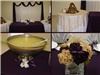 EMS Party Rentals LLC, Bastrop — Wedding, Bryan, Texas.  Punch bowl, artificial centerpieces, specialty cake table overlay, backdrop.
