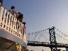 Outside Gathering, The Liberty Belle, Philadelphia — The top level is completely open and is a great place for a ceremony or outside gathering.  All the levels are open to the outside enabling your guests to stroll and view the wonderful and historic sites on the Delaware.