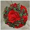 WeddingBouquets - Rapid City, Rapid City — This silk attendant's bouquet is designed with: natural touch open roses, holly berries, and ribbon.