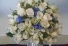 Baskets-n-Things Wedding Services, Denver — Bridal Bouquet with cream roses and horizon blue morning glories