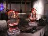 An Event To Remember, Columbus — Beautiful contemporary tall glass rectangular vases with colored water and hanging bubble vases filled with flowers and accented with LED lights for added special effect to create the ambiance for your special event!
