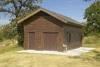 King's Dome II & Recreation Area, Camp Loughridge, Tulsa — Restroom (safe space) and covered picnic shelters are nearby.