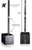 Pole Productions, Montreal — K-Array KR400s is a complete speaker system that delivers awesome sound reproduction. The portable system comes with 4x ultra-slim speakers, 2x 21" sub woofers to provide 6000W of power, perfect for weddings, shows and outdoor events with 500 to 1500 guests.