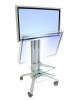 Pole Productions, Montreal — Ergotron mobile floor stand on wheels with shelves and adjustable tilt/height. The unit is compatible with HDTVs ranging from 32" - 65" in size. Ideal for conferences, tradeshows and other corporate events.