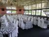 Entire Facility, Yankee Lady Yacht Charters, Toronto — this is the forward end of the main deck/dining room...this shot is from a bat mitzvah.  Chair covers available in many different options.