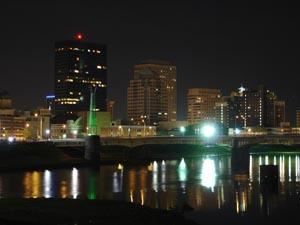 Dayton, Ohio Skyline at Night with River